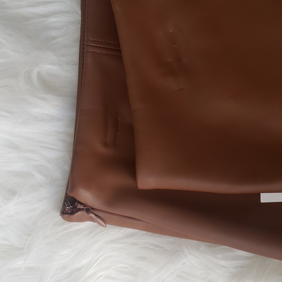 NWT Nine West Faux Leather Mini Skirt Camel - Picture 3 of 3